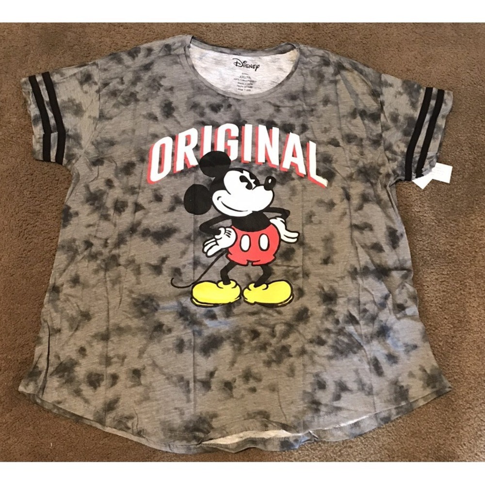 Disney Girl Junior Black XXL Tie Dye Short Sleeve Crewneck T-Shirt Mickey Mouse